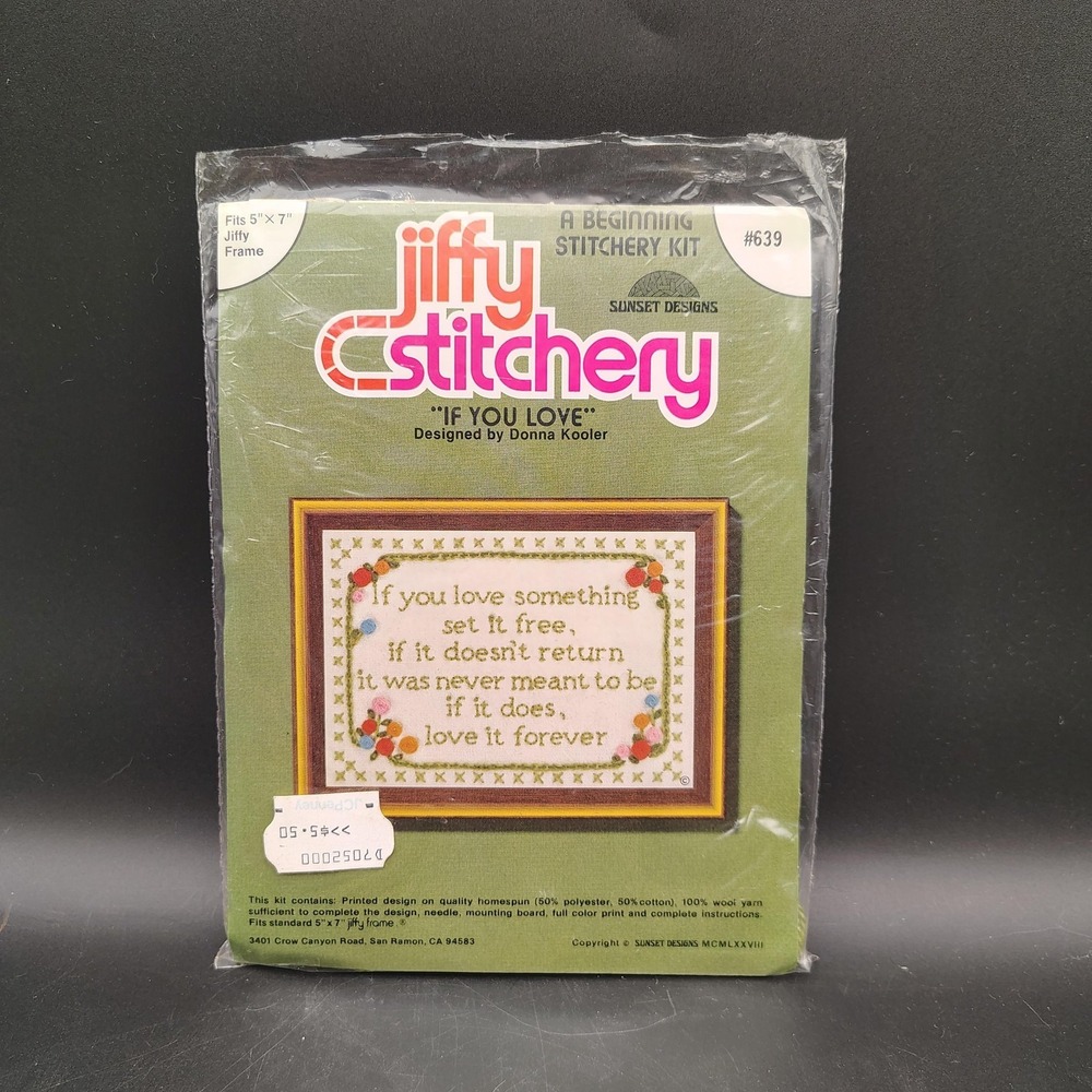 Vintage Jiffy Stitchery Single Pattern Kit If You Love Cottage Boho Country trad